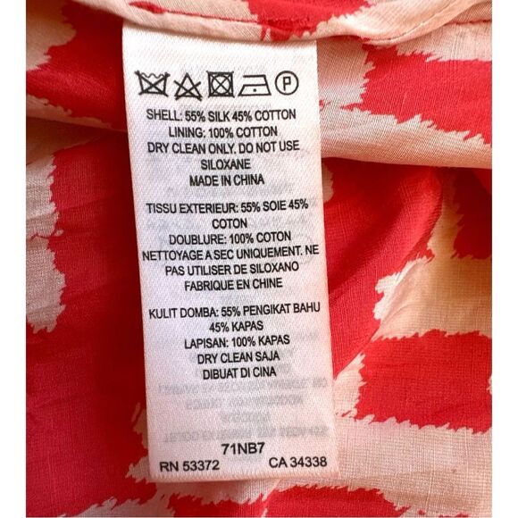 French Connection Coral & White Sleeveless Silk Blend Summer Sun Dress Size 0 - Picture 7 of 10